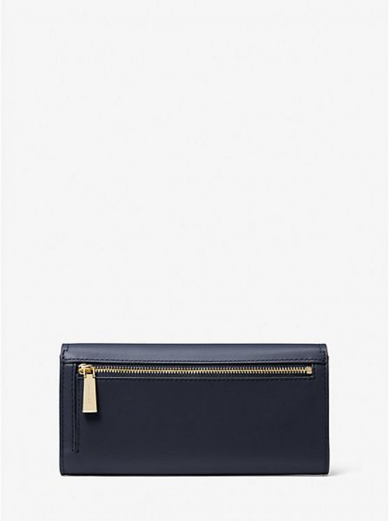 Portefeuilles Michael Kors Hamilton Legacy Large Cuir Femme Bleu Marine | 649053-VUP