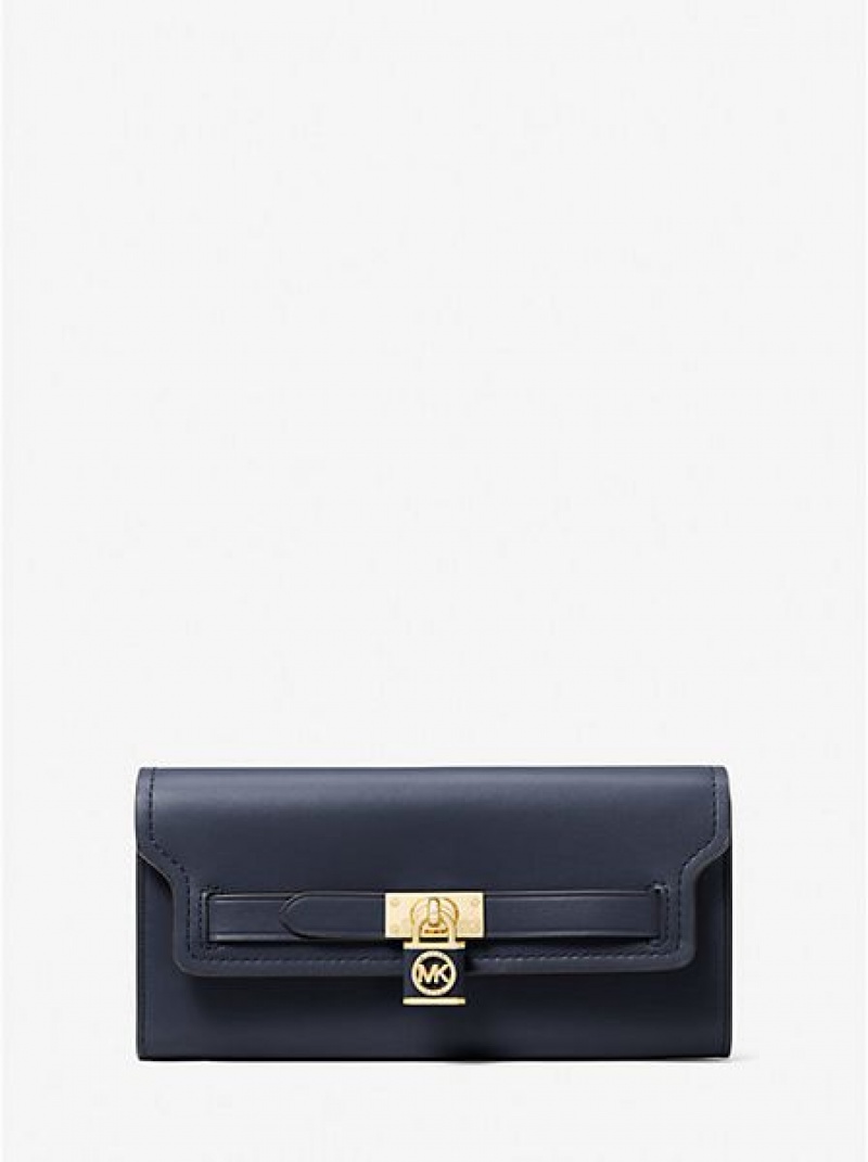 Portefeuilles Michael Kors Hamilton Legacy Large Cuir Femme Bleu Marine | 649053-VUP