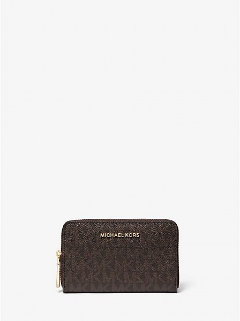 Portefeuilles Michael Kors Small Logo And Cuir Femme Marron | 531026-FKW