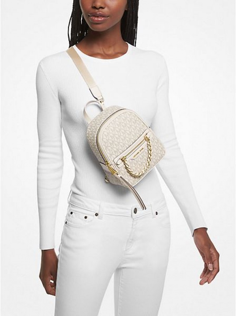 Sac a Dos Michael Kors Elliot Extra-small Logo Femme Blanche | 457012-SBK