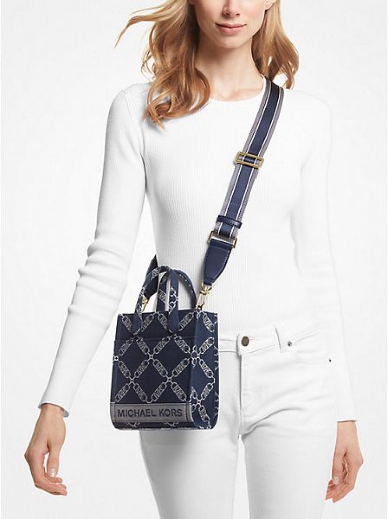 Sacs Crossbody Michael Kors Gigi Extra-small Empire Logo Jacquard Femme Bleu Marine Multicolore | 196287-MEW