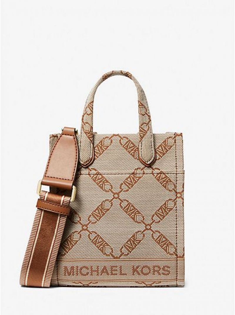 Sacs Crossbody Michael Kors Gigi Extra-small Empire Logo Jacquard Femme Beige | 487193-NMI