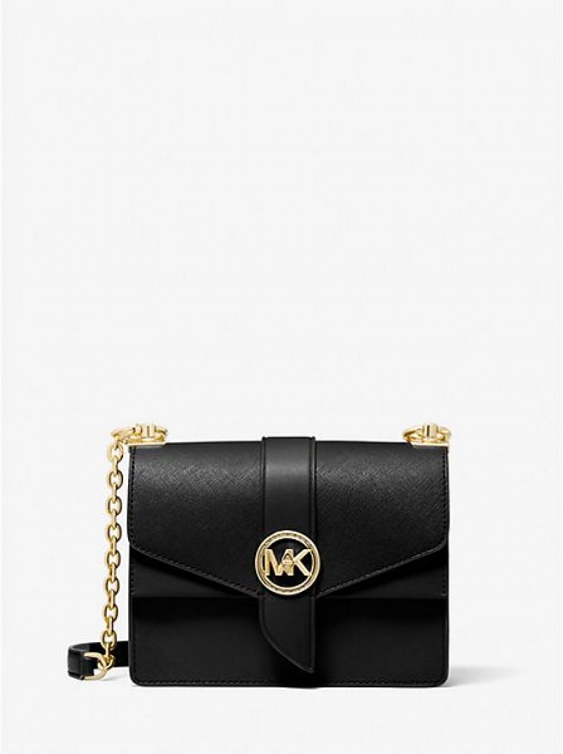 Sacs Crossbody Michael Kors Greenwich Small Saffiano Cuir Femme Noir | 381490-RQZ