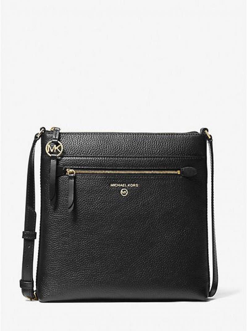 Sacs Crossbody Michael Kors Jet Set Large Pebbled Cuir Femme Noir | 205183-JPW