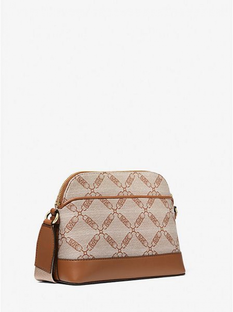 Sacs Crossbody Michael Kors Jet Set Large Empire Logo Jacquard Dome Femme Beige | 192675-QDU