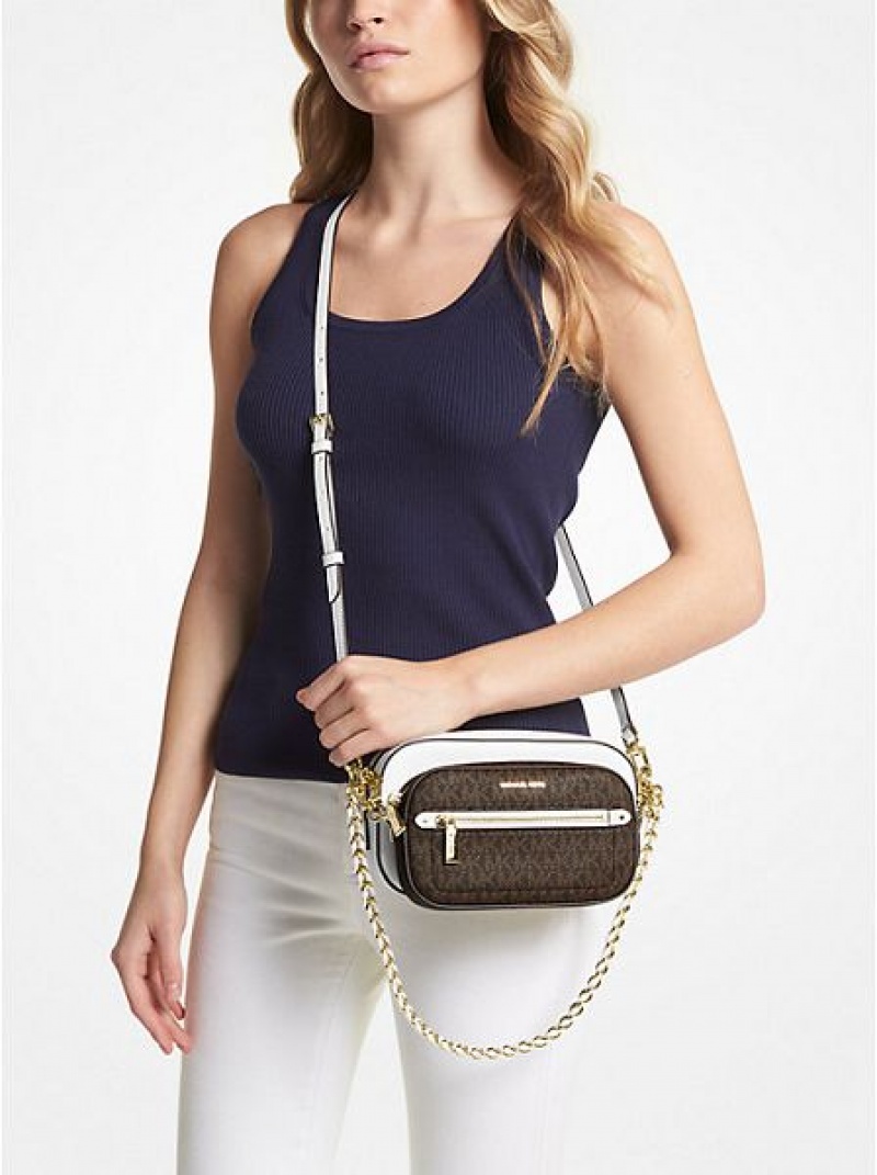 Sacs Crossbody Michael Kors Jet Set Logo And Cuir 4-in-1 Femme Blanche | 340725-XFR