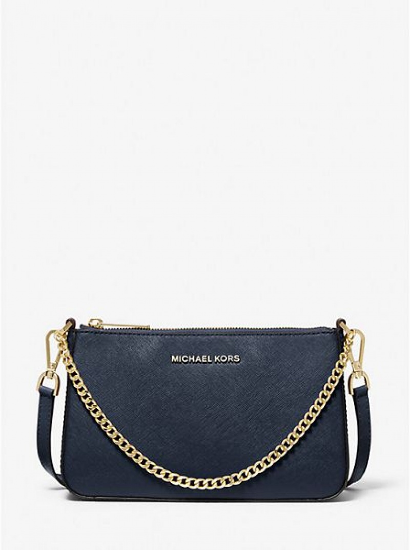 Sacs Crossbody Michael Kors Jet Set Medium Saffiano Cuir Femme Bleu Marine | 025843-FTS