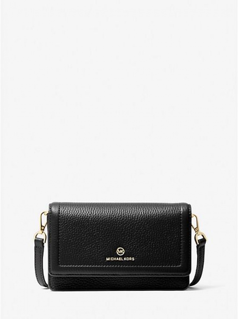 Sacs Crossbody Michael Kors Jet Set Small Pebbled Cuir Smartphone Convertible Femme Noir | 359412-AJU