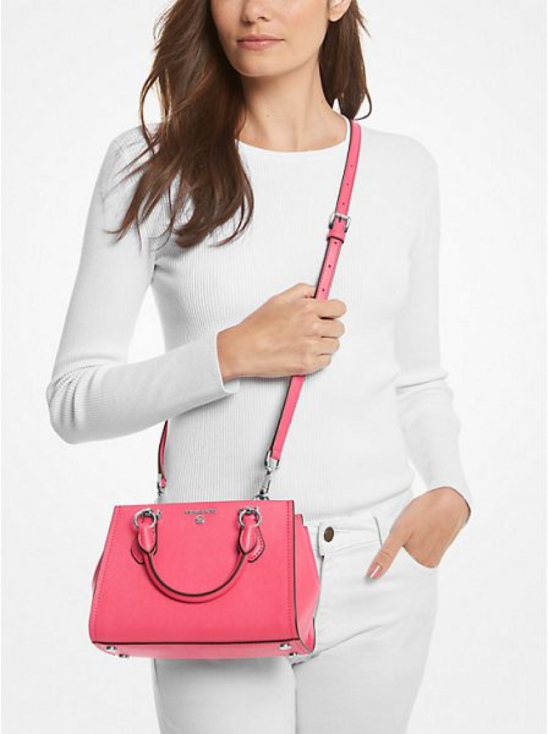 Sacs Crossbody Michael Kors Marilyn Small Saffiano Cuir Femme Rose | 920381-DKP