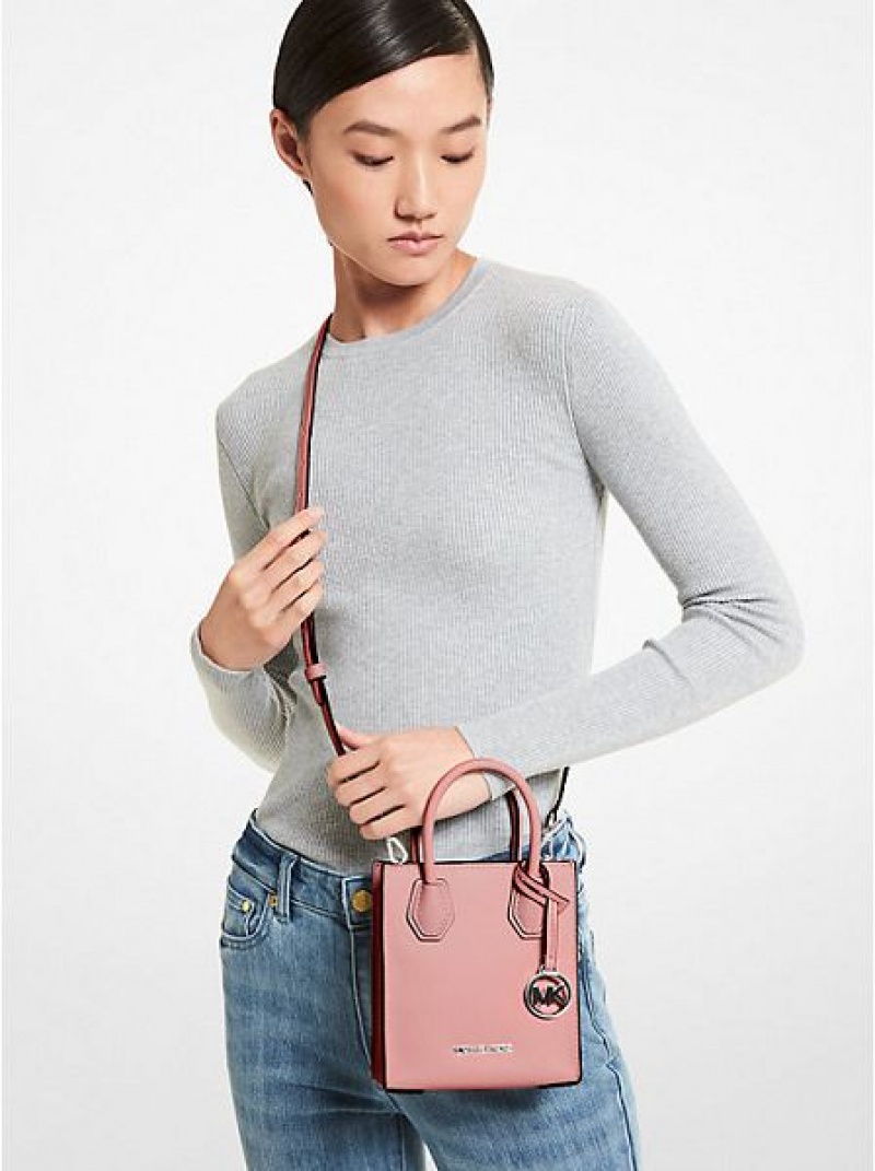 Sacs Crossbody Michael Kors Mercer Extra-small Pebbled Cuir Femme Rose | 734925-NTD