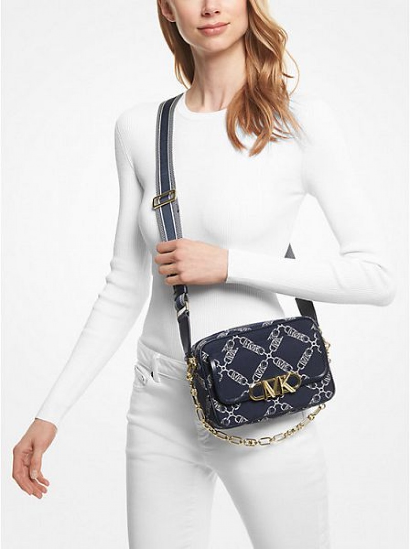 Sacs Crossbody Michael Kors Parker Medium Empire Logo Jacquard Femme Bleu Marine Multicolore | 283149-XFM