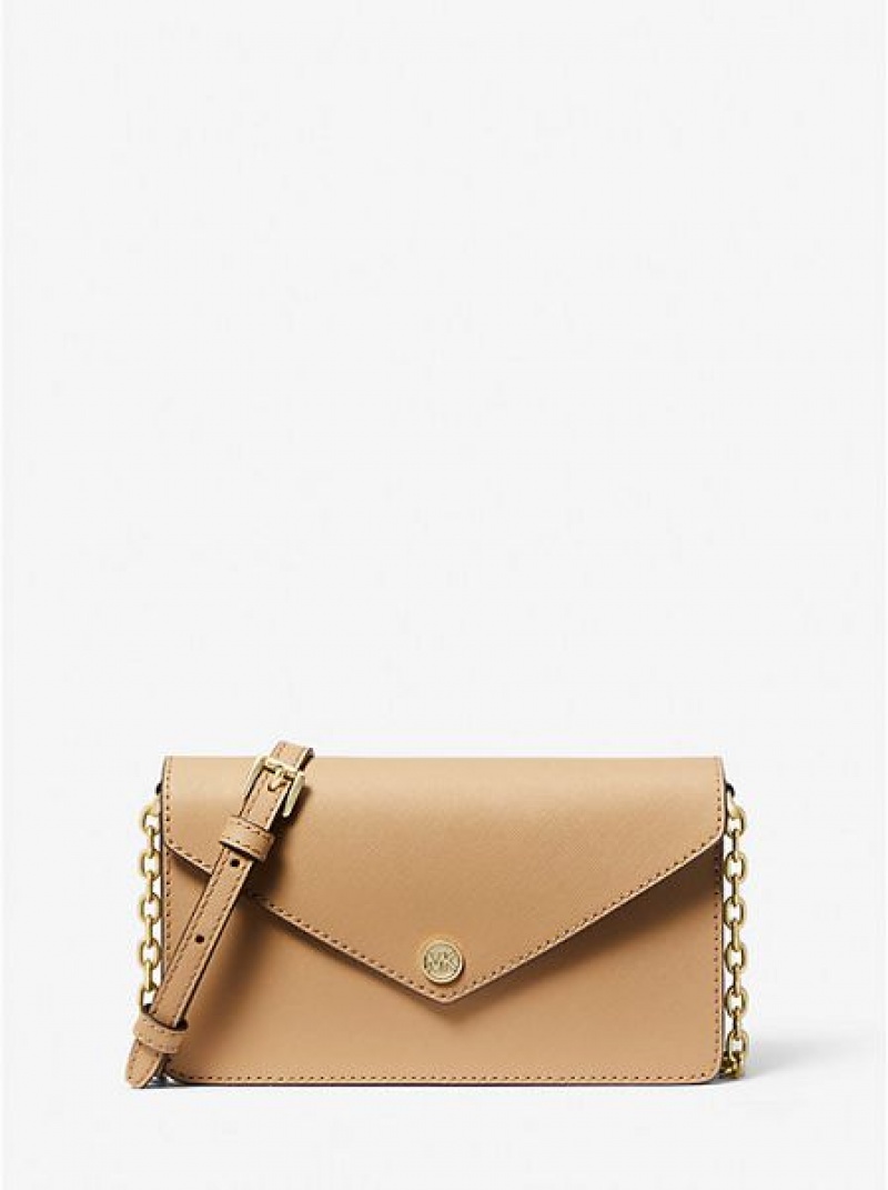 Sacs Crossbody Michael Kors Small Saffiano Cuir Envelope Femme Marron | 154672-PXA