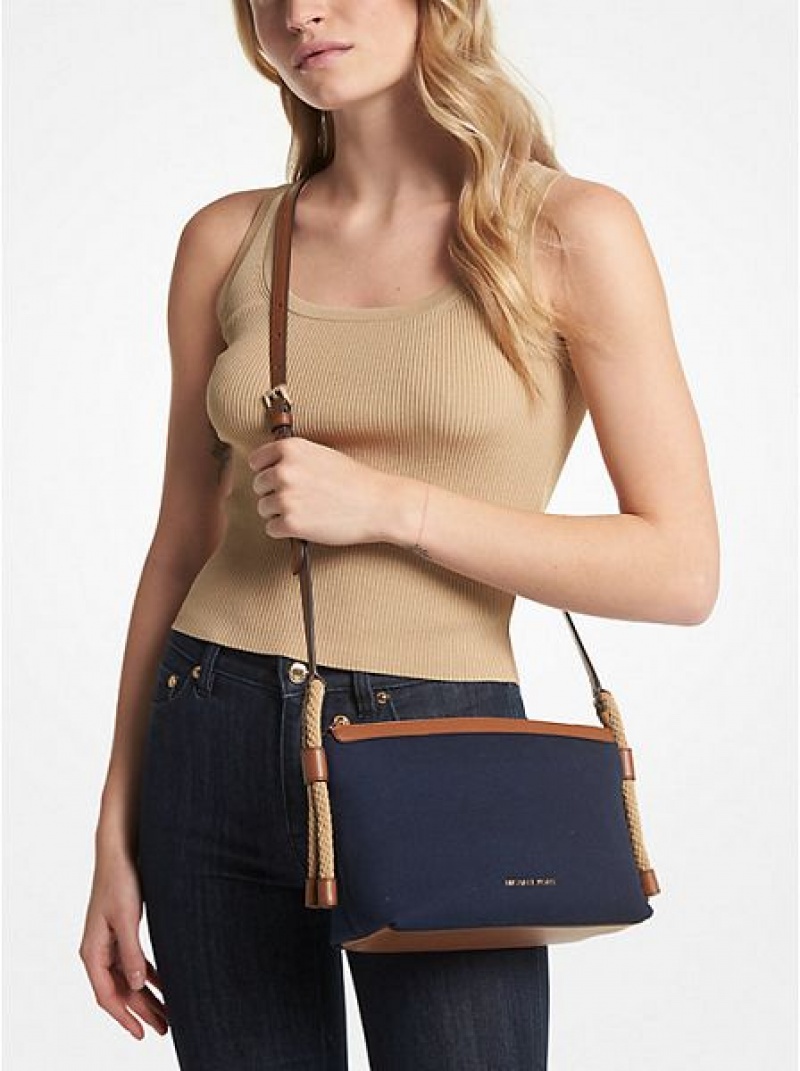 Sacs Crossbody Michael Kors Talia Medium Coton Tela Femme Bleu Marine Multicolore | 379801-HEY