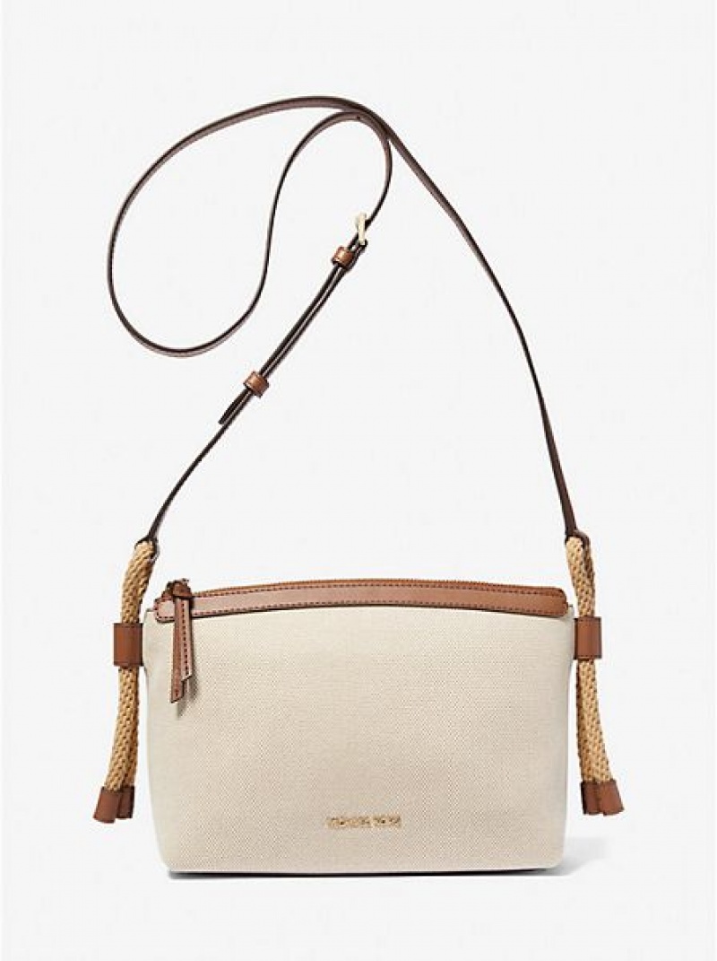 Sacs Crossbody Michael Kors Talia Medium Coton Tela Femme Beige | 609718-DVE