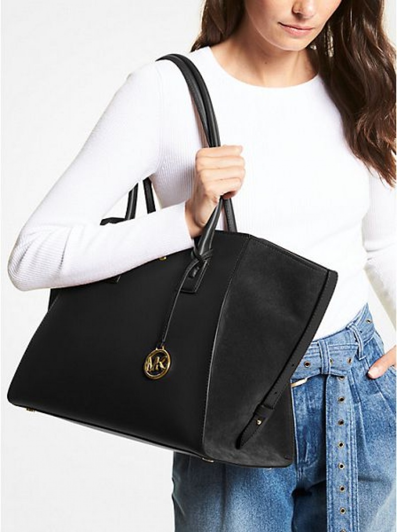 Sacs Fourre Tout Michael Kors Avril Extra-large Cuir Femme Noir | 107624-EJV