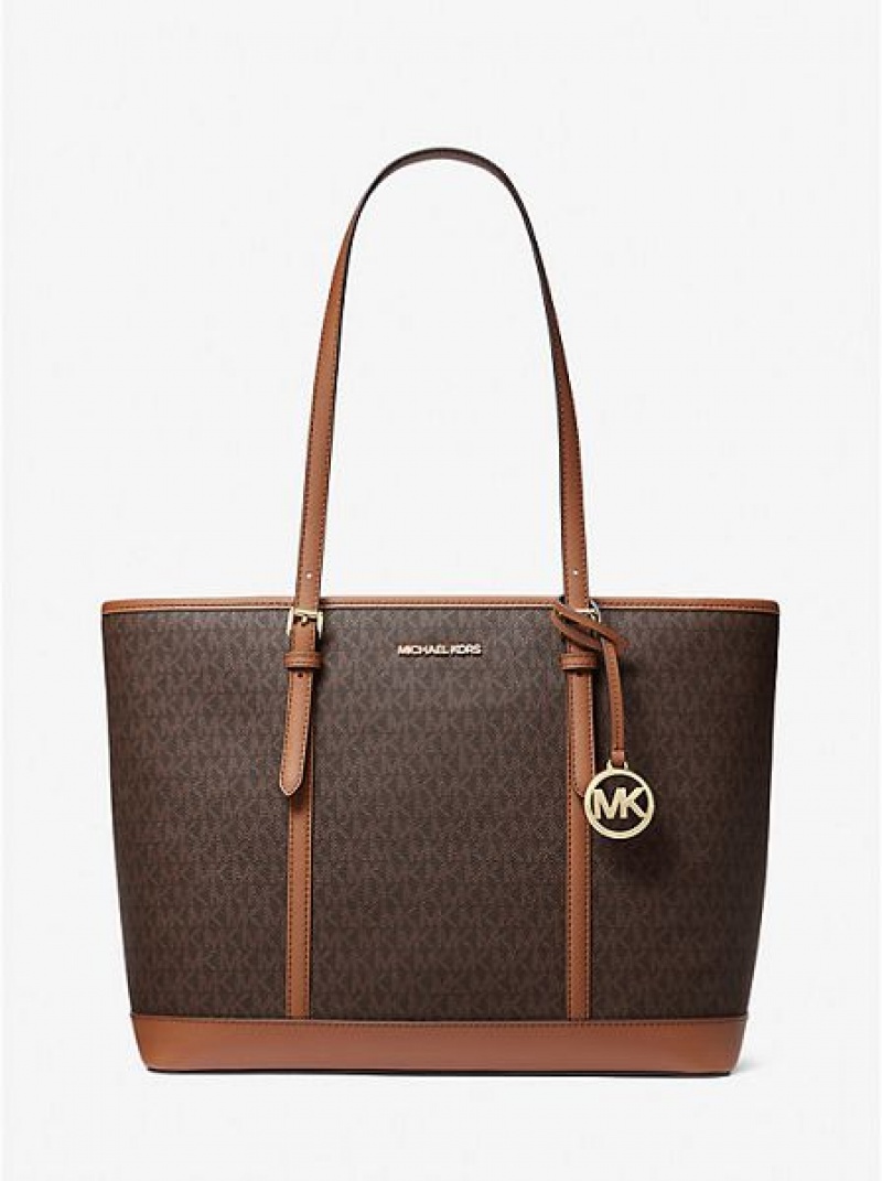 Sacs Fourre Tout Michael Kors Jet Set Travel Large Logo Femme Marron | 193678-QGV