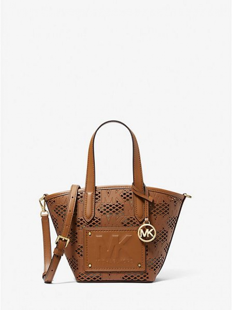 Sacs Fourre Tout Michael Kors Kimber Small 2-in-1 Perforated And Embossed Faux Cuir Femme Marron | 256917-NVQ