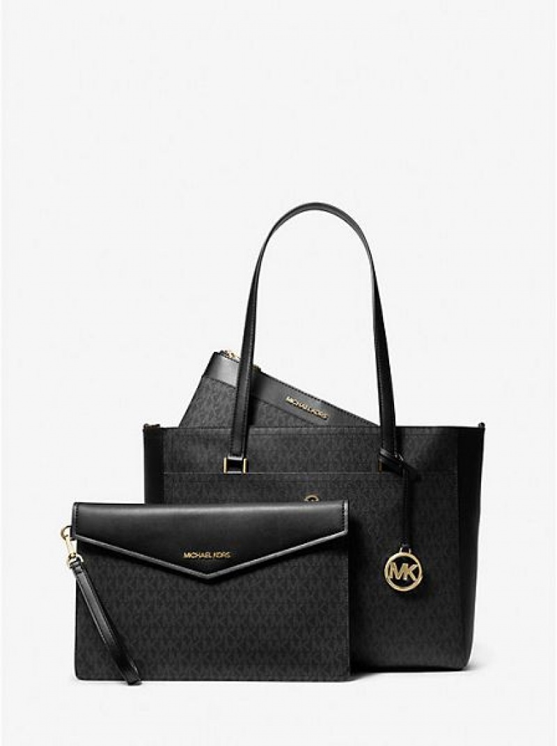 Sacs Fourre Tout Michael Kors Maisie Large Logo 3-in-1 Femme Noir | 208546-RGL