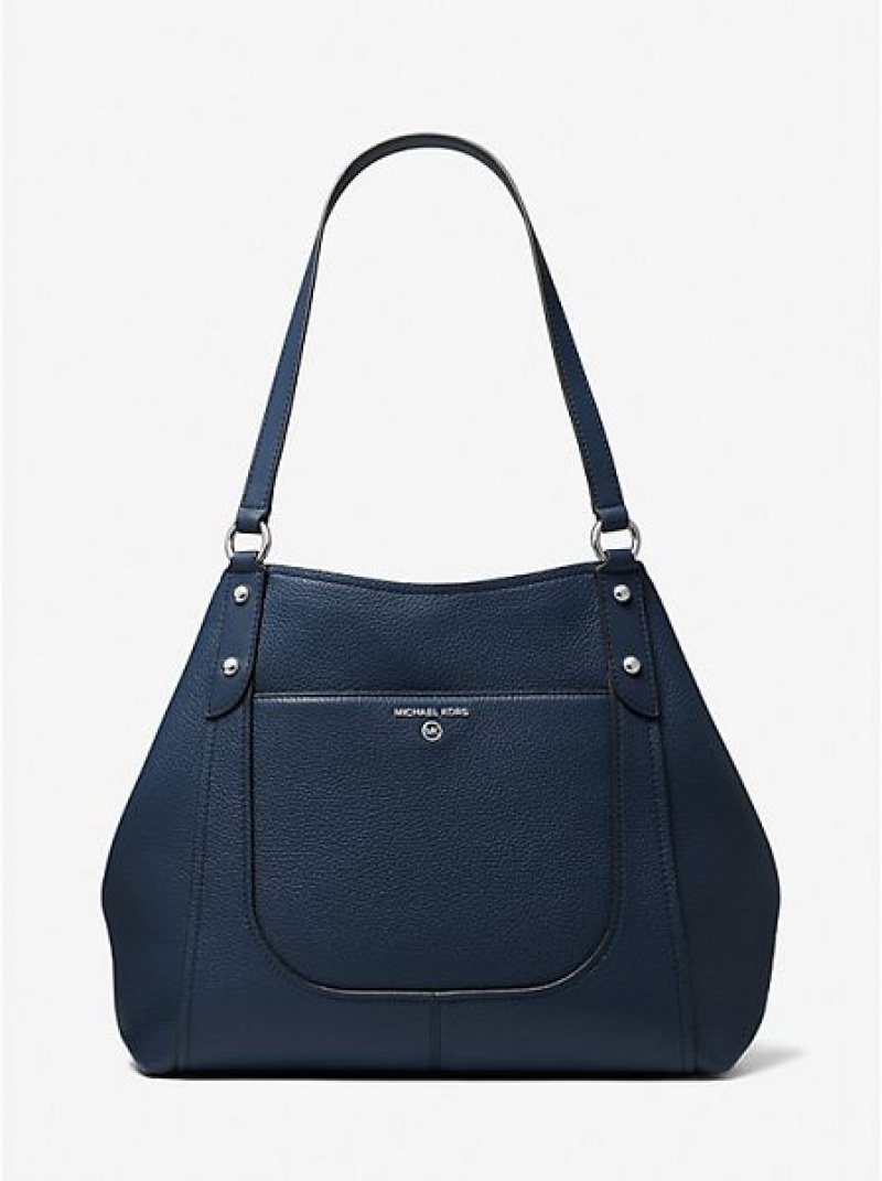 Sacs Fourre Tout Michael Kors Molly Large Pebbled Cuir Femme Bleu Marine | 501279-YLZ