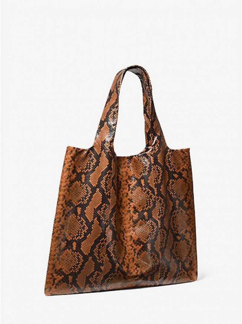 Sacs Fourre Tout Michael Kors Monogramme Python Embossed Cuir Femme Marron | 870139-YND