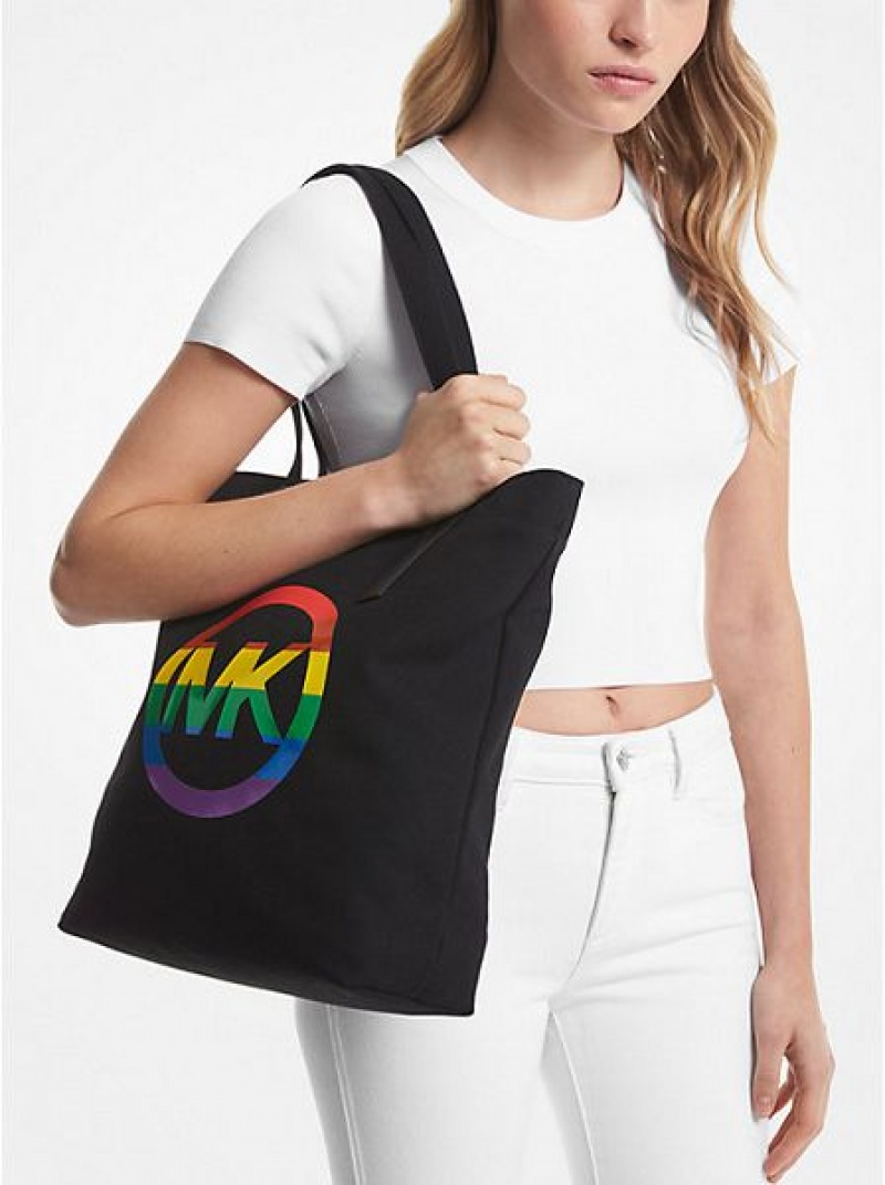 Sacs Fourre Tout Michael Kors Pride Rainbow Logo Coton Femme Noir | 548702-QBI