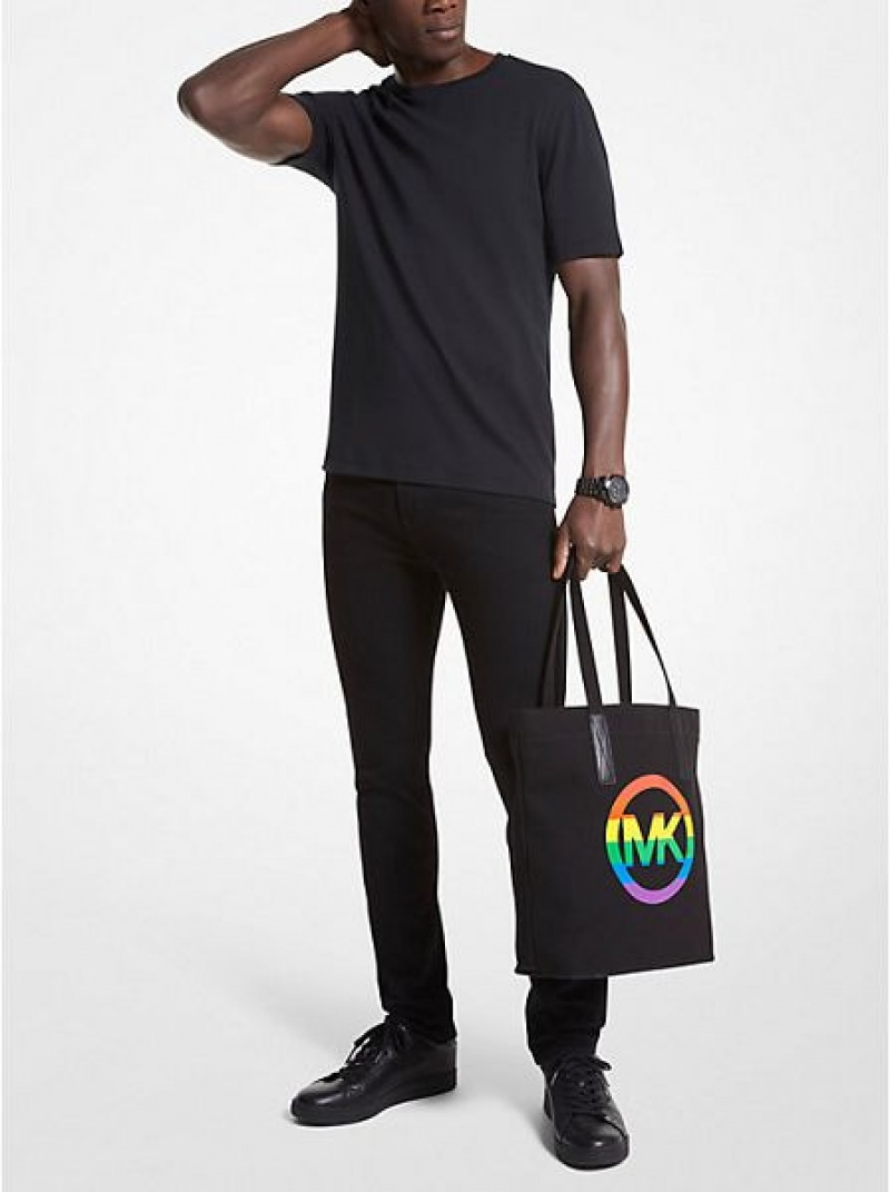 Sacs Fourre Tout Michael Kors Pride Rainbow Logo Coton Femme Noir | 548702-QBI