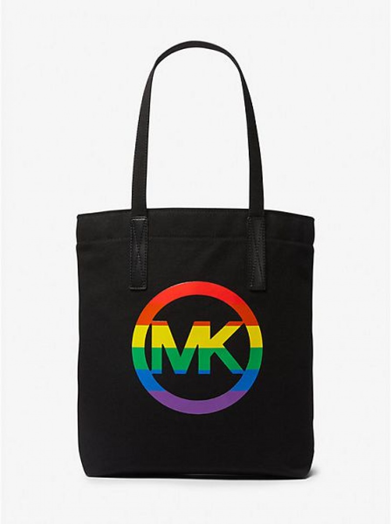 Sacs Fourre Tout Michael Kors Pride Rainbow Logo Coton Femme Noir | 548702-QBI