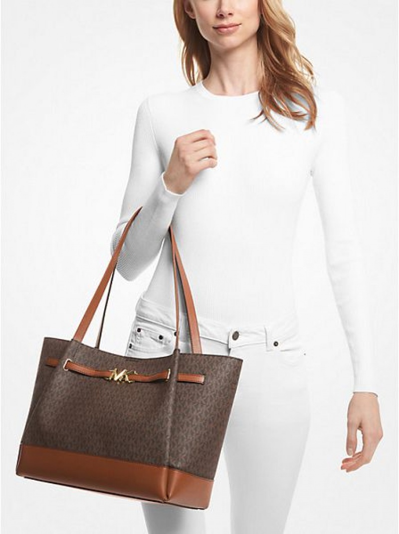 Sacs Fourre Tout Michael Kors Reed Large Logo Femme Marron | 072348-BFK