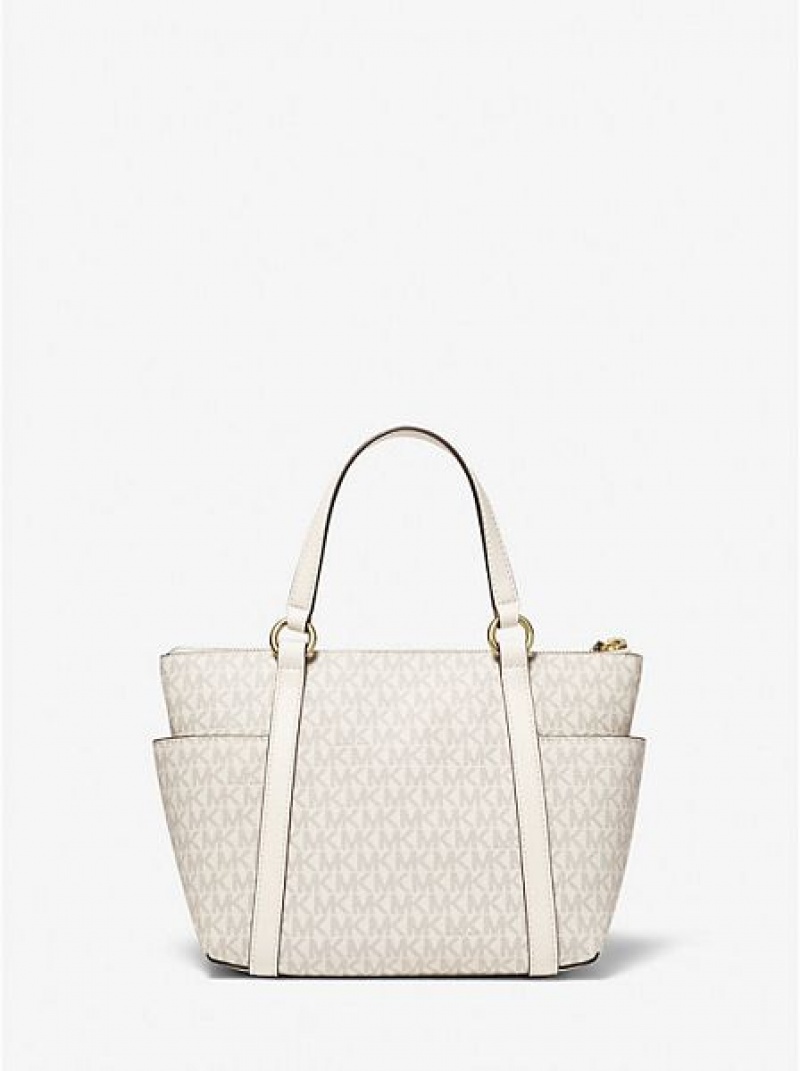 Sacs Fourre Tout Michael Kors Sullivan Small Logo Femme Blanche | 125094-WKS