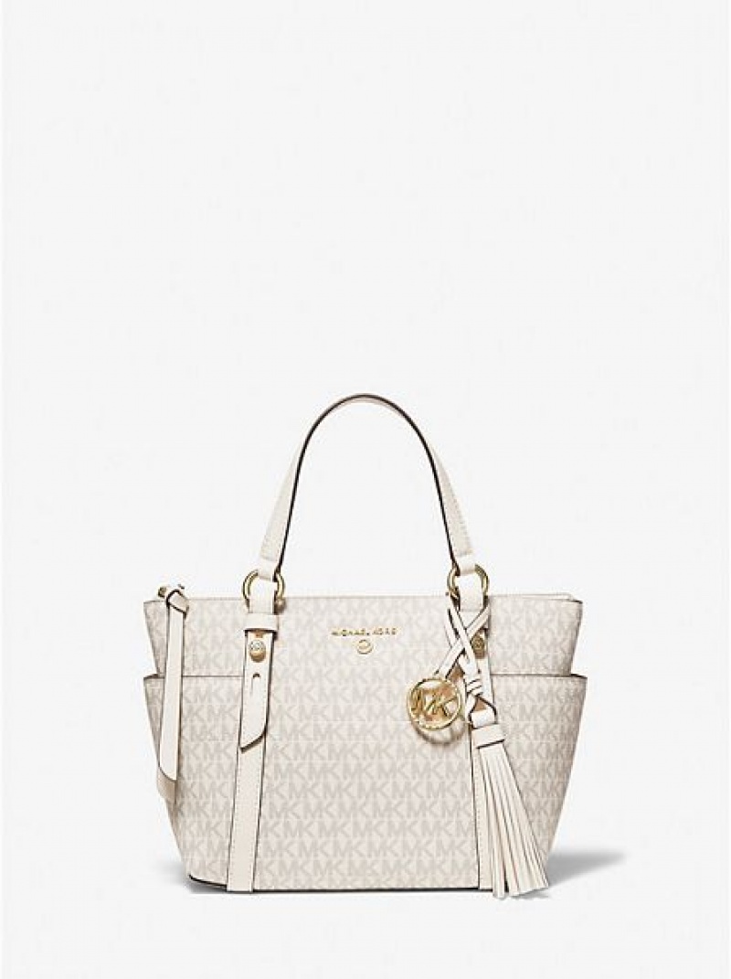 Sacs Fourre Tout Michael Kors Sullivan Small Logo Femme Blanche | 125094-WKS