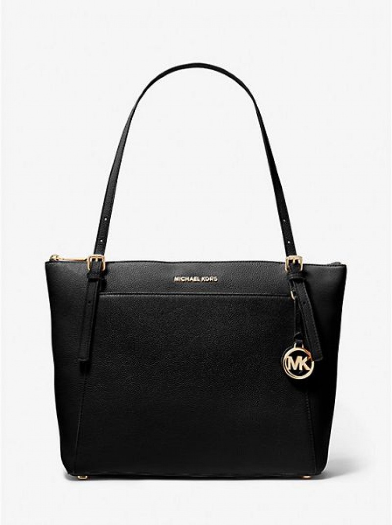 Sacs Fourre Tout Michael Kors Voyager Large Pebbled Cuir Femme Noir | 361807-DCE