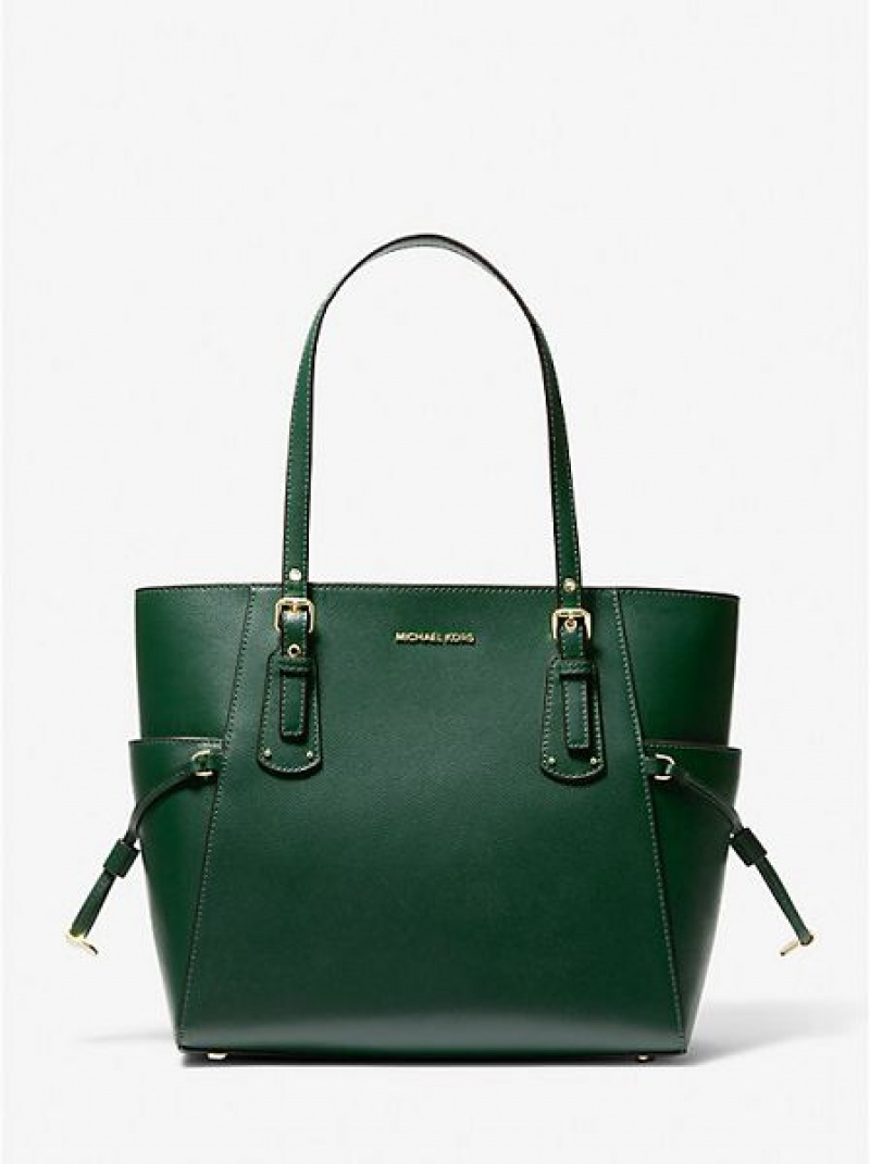 Sacs Fourre Tout Michael Kors Voyager Small Crossgrain Cuir Femme Vert | 231097-QDP