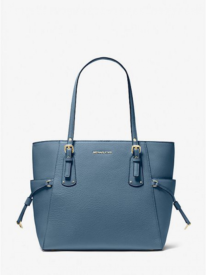 Sacs Fourre Tout Michael Kors Voyager Small Pebbled Cuir Femme Bleu | 438625-TVD