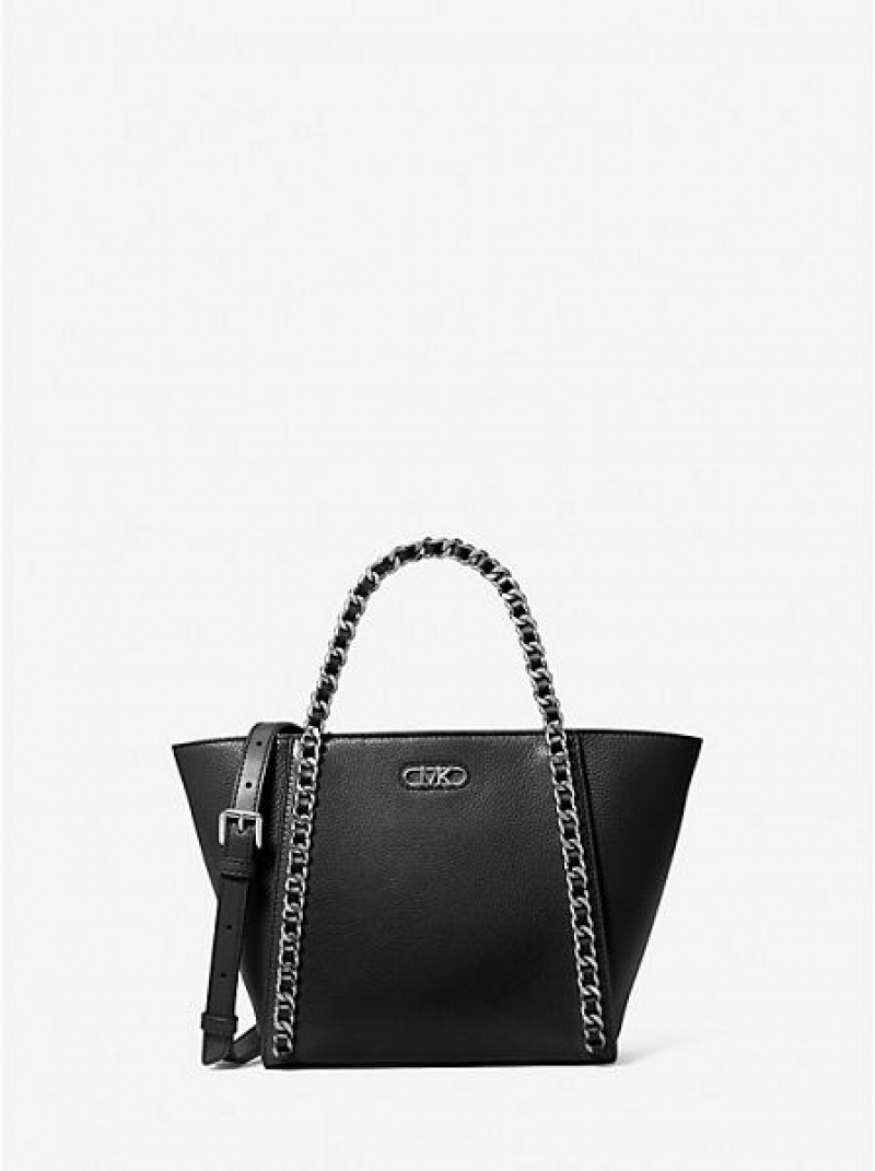 Sacs Fourre Tout Michael Kors Westley Small Pebbled Cuir Chain-link Femme Noir | 058392-UOI