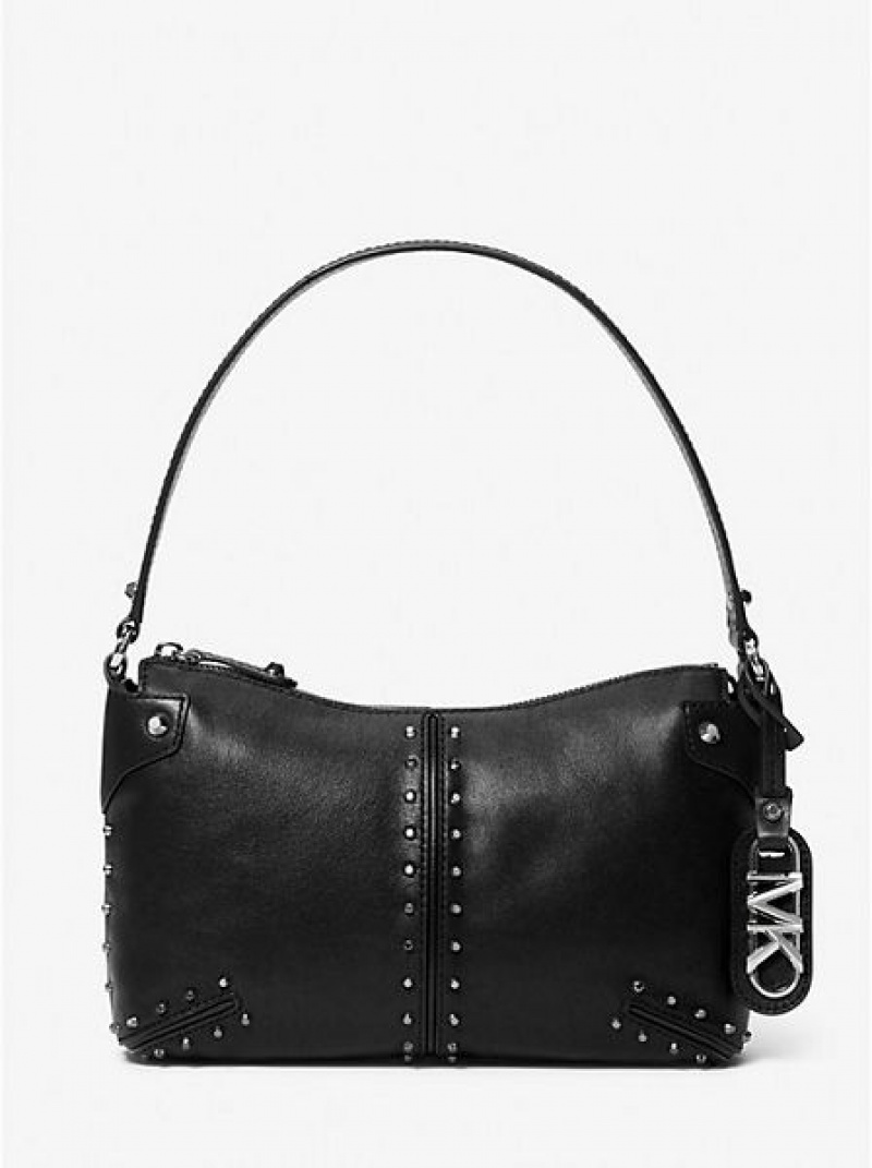 Sacs À Bandoulière Michael Kors Astor Large Studded Cuir Femme Noir | 583721-KDQ