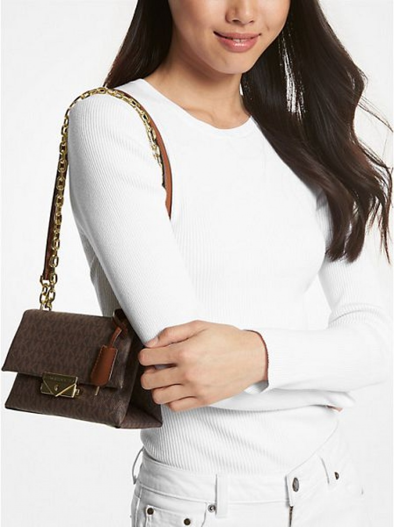 Sacs À Bandoulière Michael Kors Cece Small Logo Femme Marron | 714325-XKI