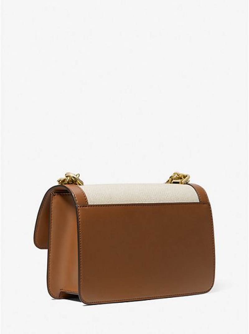 Sacs À Bandoulière Michael Kors Heather Large Tela And Faux Cuir Femme Beige | 190327-RKH