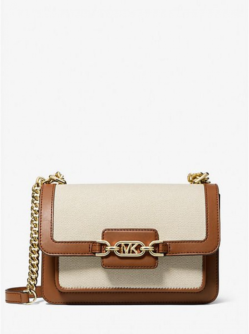 Sacs À Bandoulière Michael Kors Heather Large Tela And Faux Cuir Femme Beige | 190327-RKH