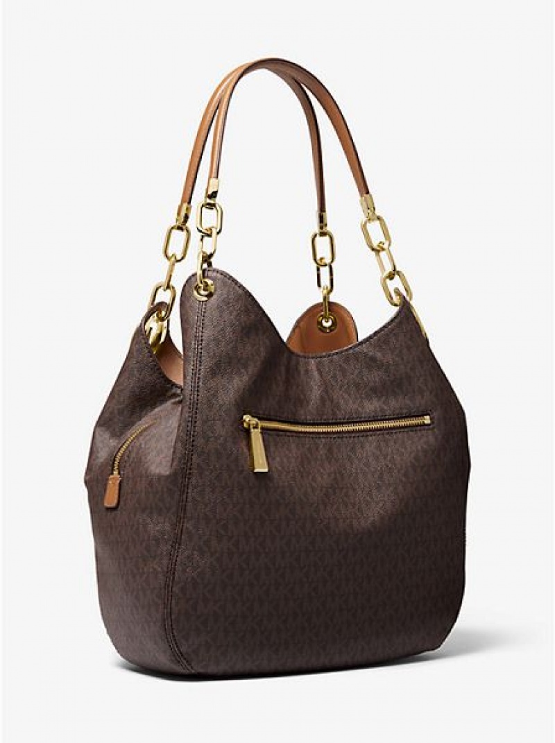 Sacs À Bandoulière Michael Kors Lillie Large Logo Femme Marron | 325680-MPO