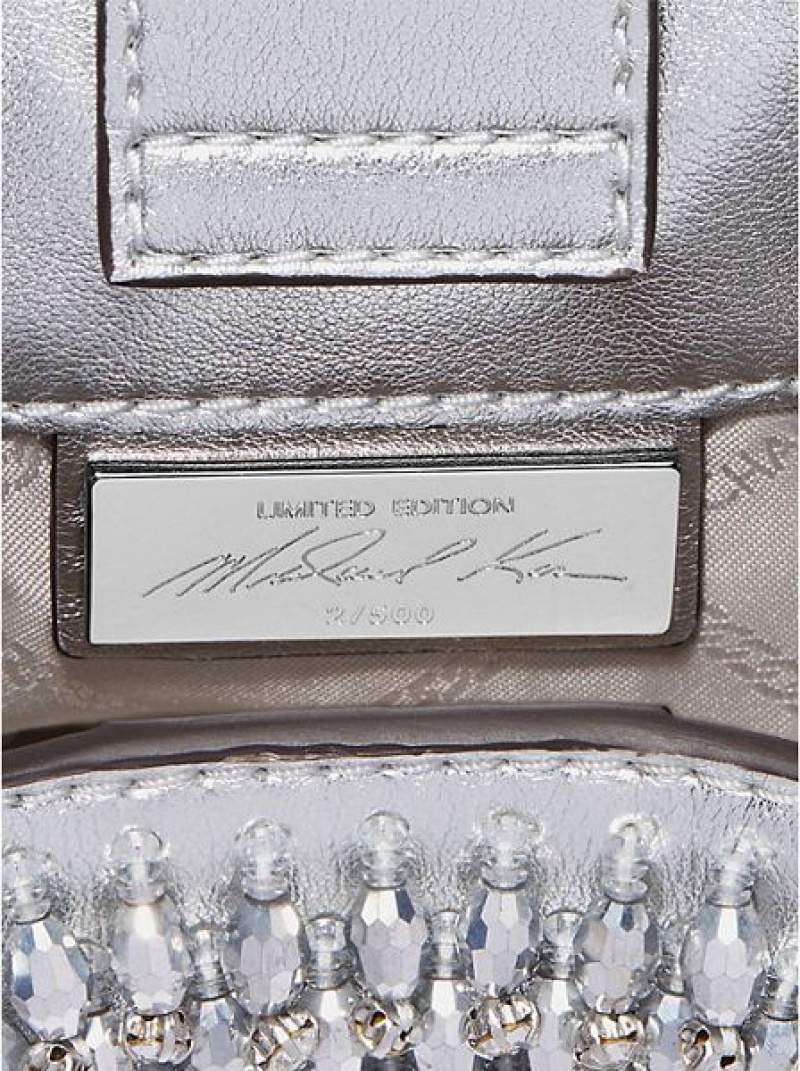 Sacs À Bandoulière Michael Kors Limited-edition Rosie Extra-small Embellished Metallic Faux Cuir Femme Argent | 803715-JFR