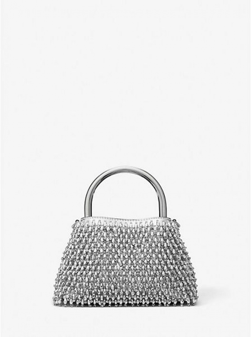 Sacs À Bandoulière Michael Kors Limited-edition Rosie Extra-small Embellished Metallic Faux Cuir Femme Argent | 803715-JFR