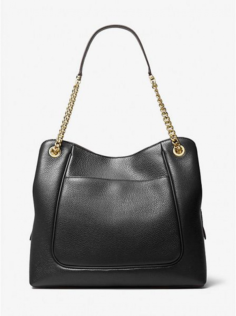 Sacs À Bandoulière Michael Kors Piper Large Pebbled Cuir Femme Noir | 245086-TGO