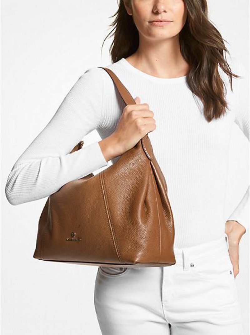 Sacs À Bandoulière Michael Kors Sienna Large Pebbled Cuir Femme Marron | 860721-GCR