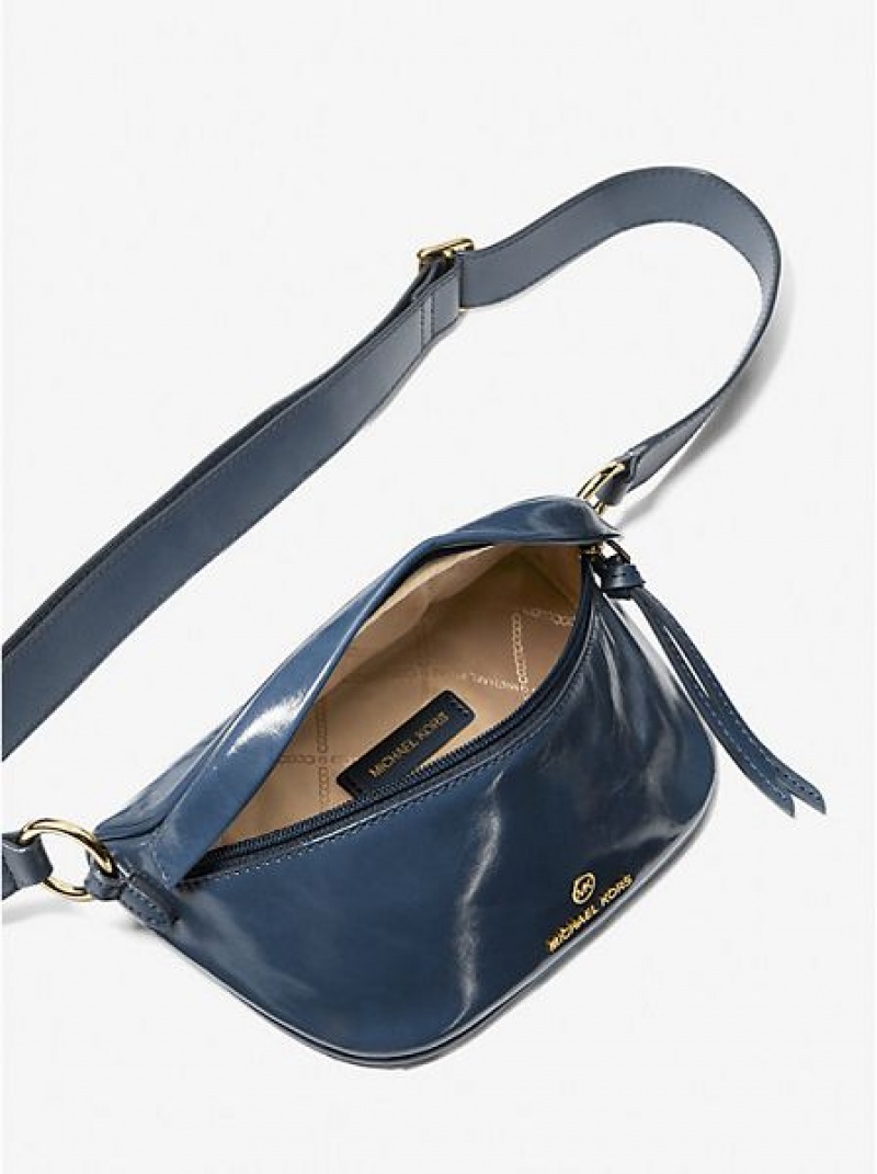 Sacs À Bandoulière Michael Kors Slater Extra-small Vernis Cuir Femme Bleu Marine | 826410-KNR