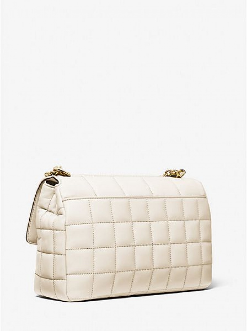 Sacs À Bandoulière Michael Kors Soho Extra-large Matelassé Cuir Femme Blanche | 912586-SUV