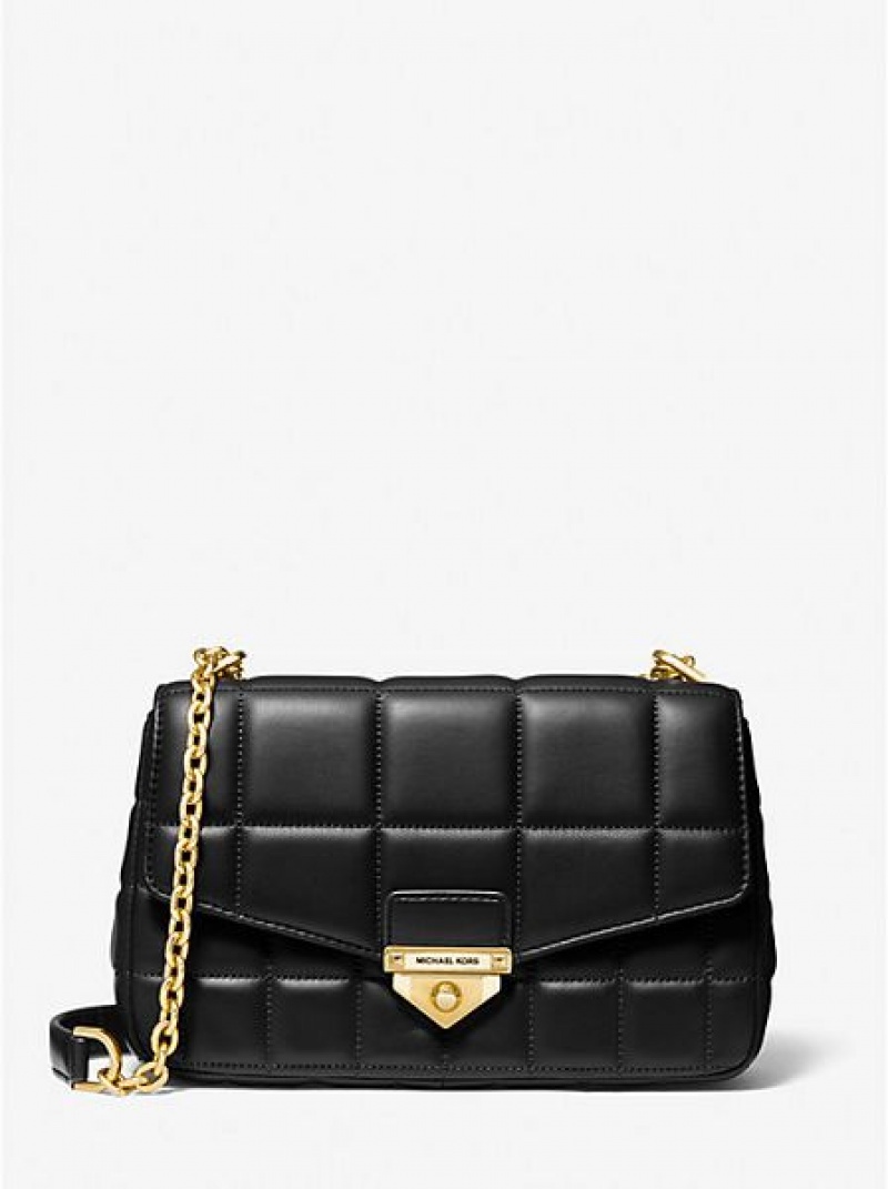 Sacs À Bandoulière Michael Kors Soho Large Matelassé Cuir Femme Noir | 796138-QWV