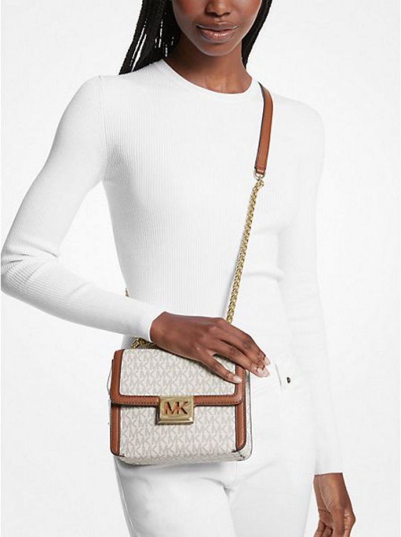 Sacs À Bandoulière Michael Kors Sonia Small Logo Femme Noir Jaune | 837291-ENS