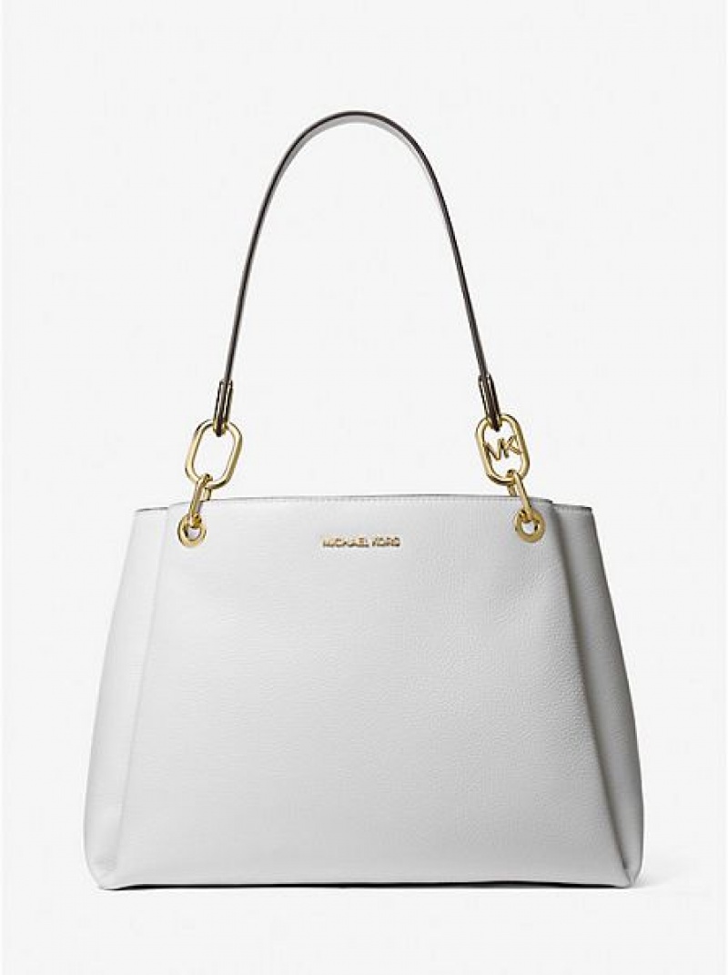 Sacs À Bandoulière Michael Kors Trisha Large Pebbled Cuir Femme Blanche | 765938-ZUC