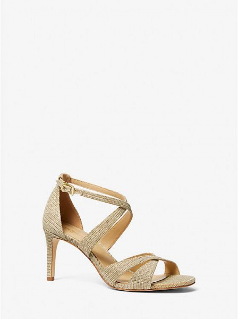 Sandale Michael Kors Kinsley Glitter Chain-mesh Femme Doré | 058493-VXA