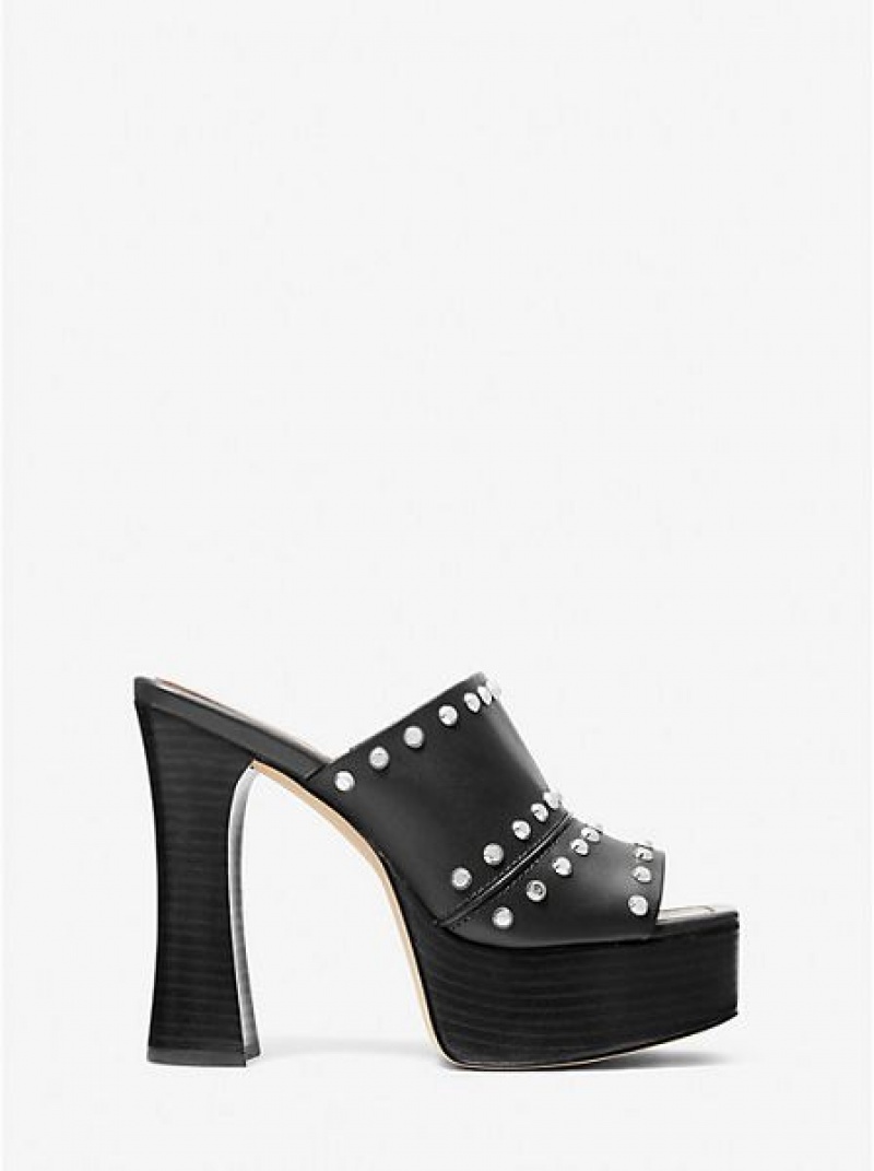 Sandale Plateforme Michael Kors Jagger Studded Femme Noir | 503798-KWL